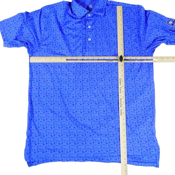 Turtleson Tour Performance Ballen Isles Golf Polo Shirt Paisley Blue Mens Large - Picture 5 of 7